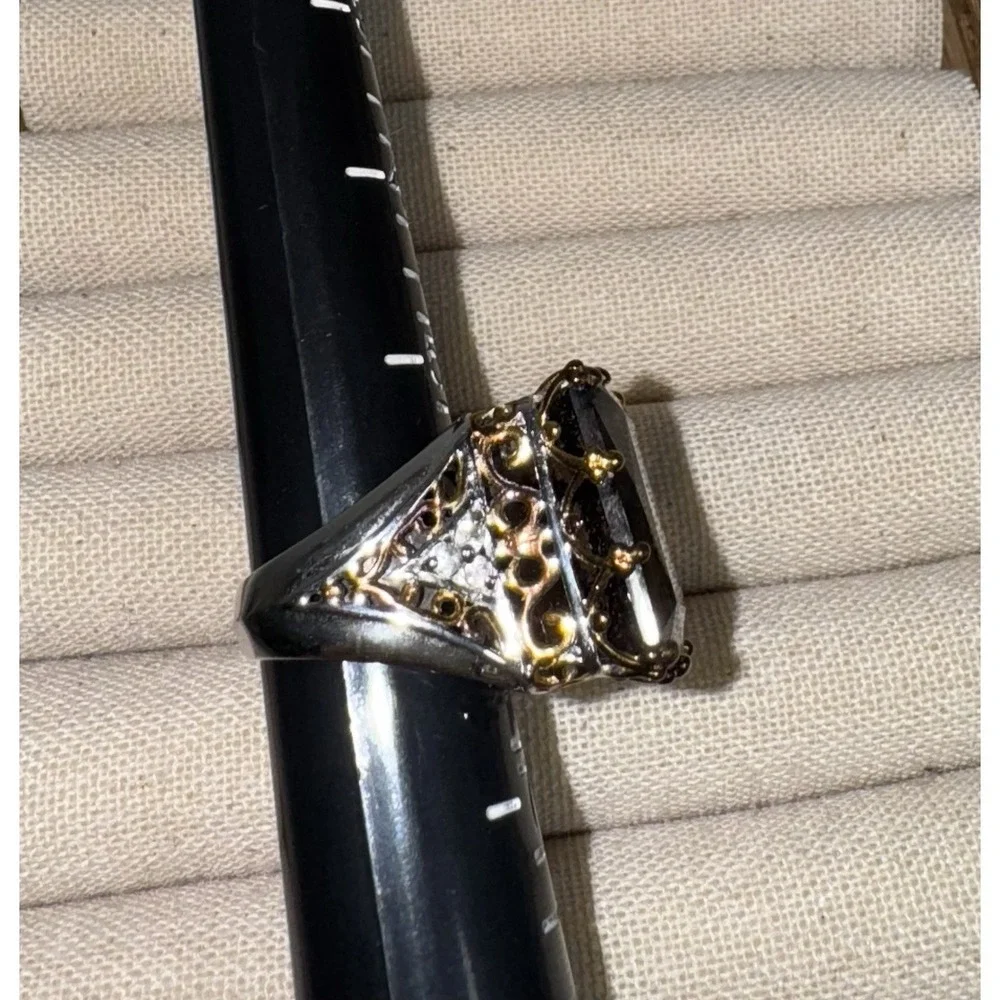 Gems en Vogue 6 Michael Valitutti‎ NH Sterling & Gold Vermeil Smokey Quartz Ring